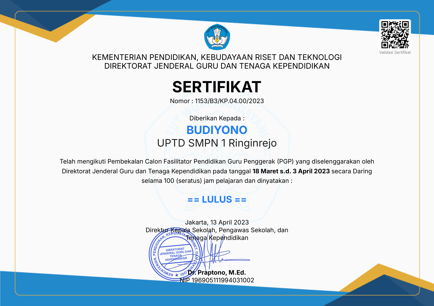 Pembekalan Calon Fasilitator Pendidikan Guru Penggerak