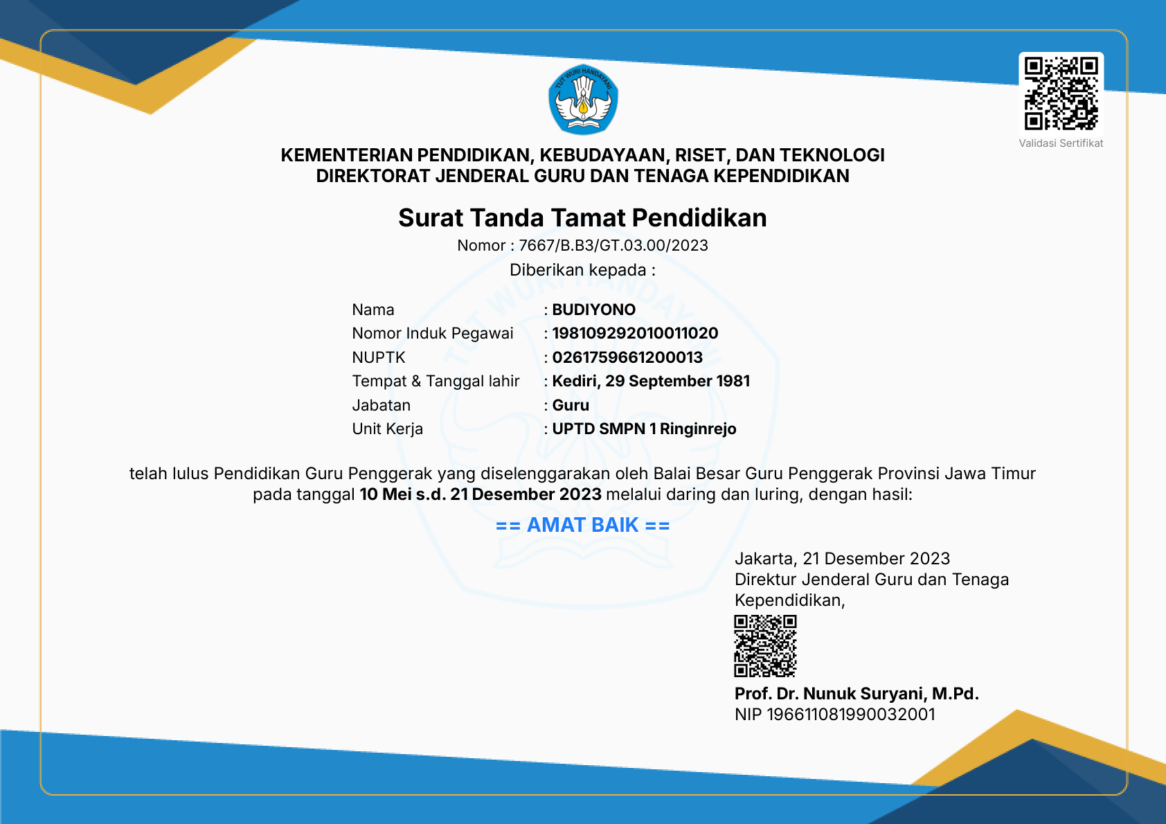 Lulus Pendidikan Guru Penggerak