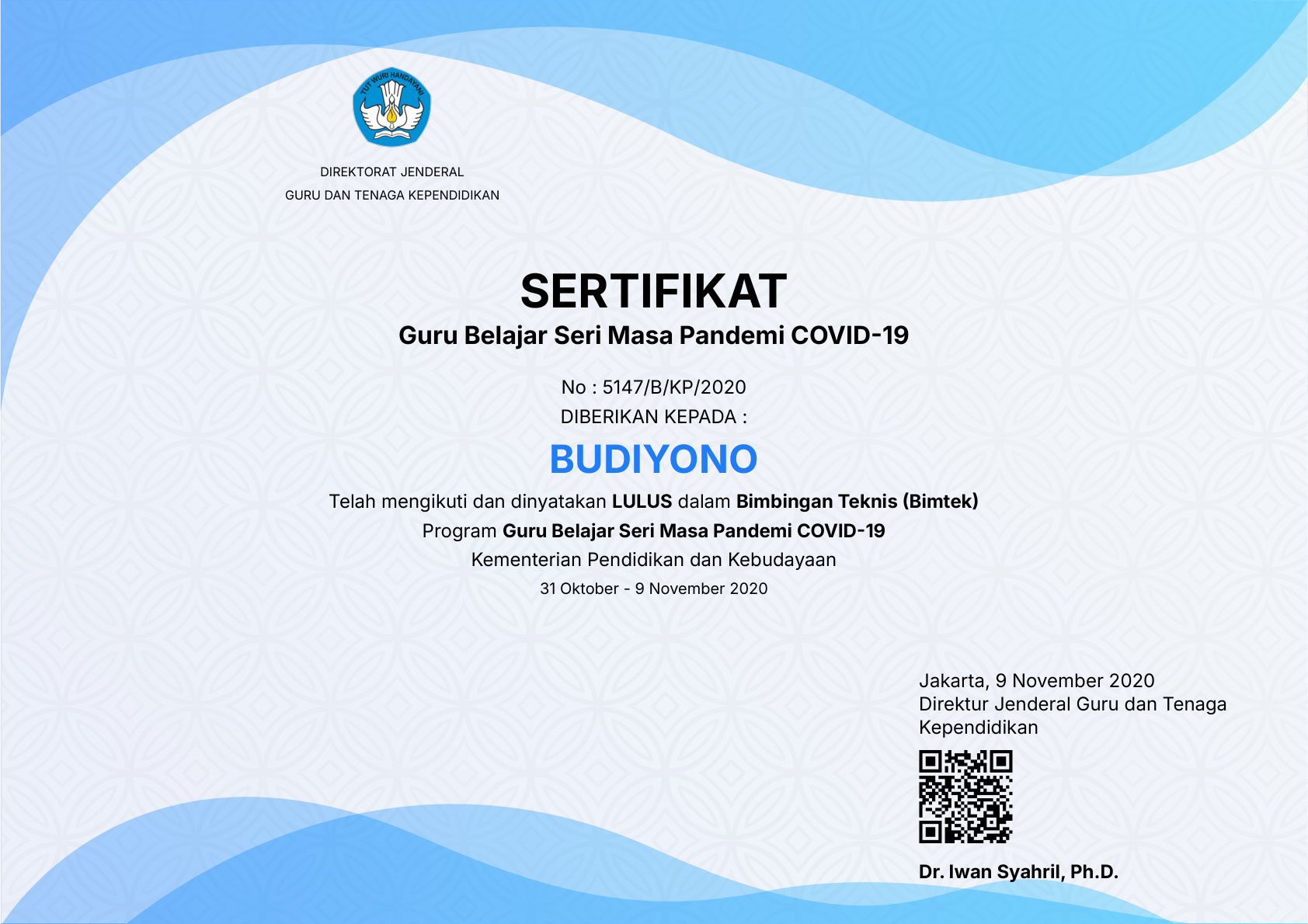 Sertifikat Bimbingan Teknis